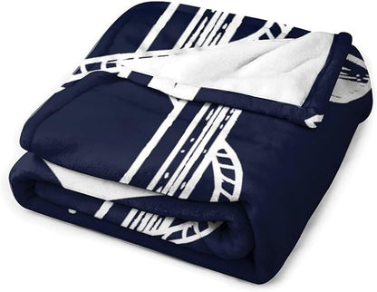 Anchor Blanket Retro Abstract Nautical Navy Blue White Soft Cozy Lightweight Throw Blanket for Kids Girls Boys Women Men Bedroom Living Room Dorm Chair Sofa Travel 50x60in