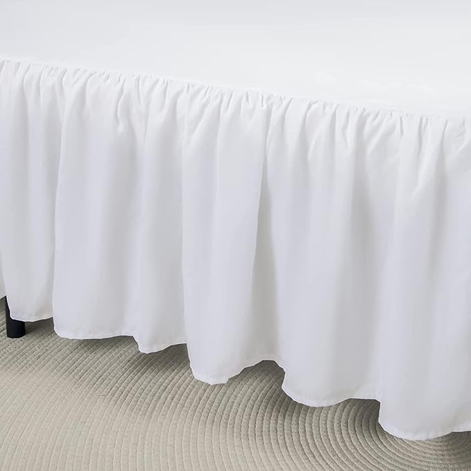 Bed Skirt Ruffled Bed Skirt with Split Corners, 18 Inch Drop Dust Ruffle Bed Skirts with Platform, White, Full Size