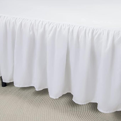 Bed Skirt Ruffled Bed Skirt with Split Corners, 18 Inch Drop Dust Ruffle Bed Skirts with Platform, White, Full Size