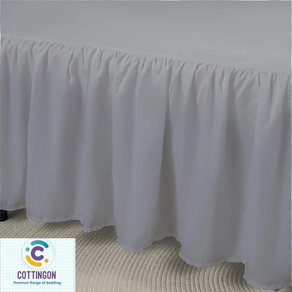 Ruffled Bed Skirt with Split Corners-Dust Ruffle - 12" Drop 100% Microfiber Soft,Sheen & Luxurious Look - Bed Skirts (Light Grey -Queen)