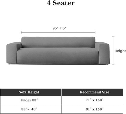 MEETSKY Oversized Couch Cover Sofa Cover for 3 Cushion Couch Sofa ，Washable Sofa Covers for Living Room Sectional Sofa Covers for Dogs Couch Protector, 91" x 150", Charcoal Gray