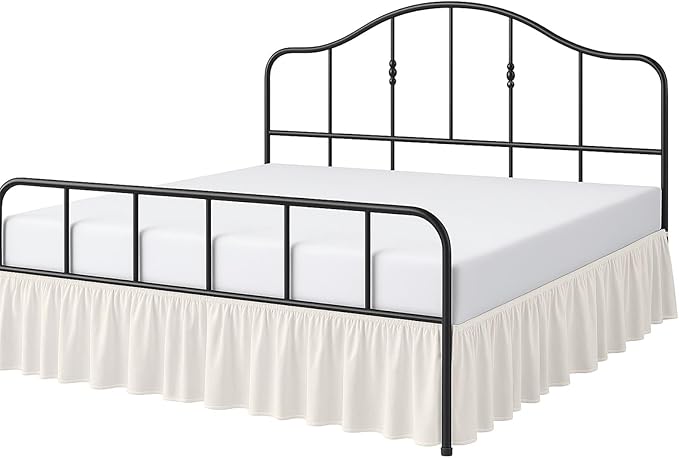 Cottington Lane Ruffled Bed Skirt King Size with Split Corner, Brushed Microfiber Hotel Quality Ivory Dust Ruffle, 16 Inch Drop Gathered Bedskirt, Soft and Stylish, Shrinkage and Fade Resistant