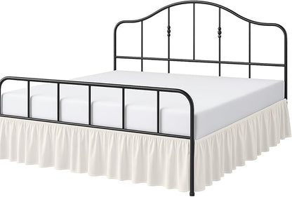 Cottington Lane Ruffled Bed Skirt Twin Size with Split Corner, Brushed Microfiber Hotel Quality Ivory Dust Ruffle, 14 Inch Drop Gathered Bedskirt, Soft and Stylish, Shrinkage and Fade Resistant