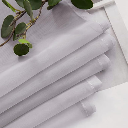 MIULEE Short Sheer Curtains 30 Inch Length for Kitchen Bathroom Cafe Half Window Treatment, Rod Pocket Tier Curtains 2 Panels, 29x30 Inches Long, Greyish Lilac