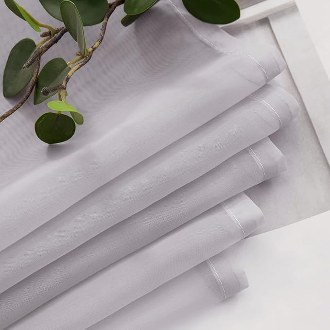 MIULEE 2 Panels Kitchen Tiers Half Window Sheer Curtains Rod Pocket Translucent Voile Drapes for Kitchen Bathroom Small Windows 29 by 24 Inch Greyish Lilac