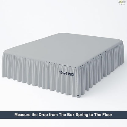 Cottington Lane Ruffled Bed Skirt Full Size with Split Corner, Brushed Microfiber Hotel Quality Silver Grey Dust Ruffle, 16 Inch Drop Gathered Bedskirt, Soft and Stylish, Shrinkage and Fade Resistant