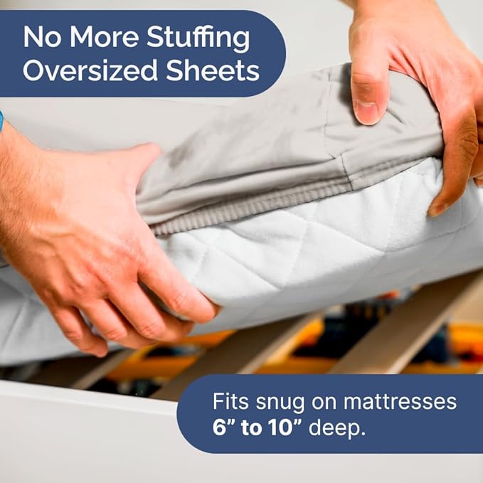 Cot Sheet Set 30” x 75” – 4 Piece Cot Size Narrow Twin Mattress Sheets – Ideal for Camper Bunk, RVs, Bunks, Day Care & Camping - Fits 6” to 10” Mattress, Ultra-Soft, Breathable & Cooling - Light Grey