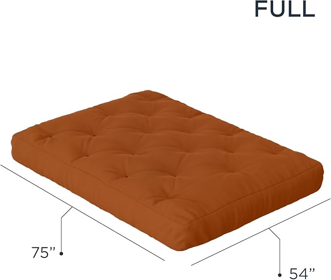 Royal Sleep Products by The Futon Factory 6 inch Foam Futon Mattress - Solid Cinnamon Cover - Full Size - CertiPUR Certified Foams - Made in USA - Replacement Mattress - (Frame not Included)