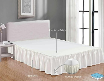 Ruffle Bed Skirt with Split Corners, Microfiber Dust Ruffled for a Perfectly Tailored Bedding Ensemble, Wrinkle and Fade Free, Easy Fit, King Size 18 Inch Drop, Ivory