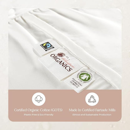 100% Cotton Organic Mattress Pad - Luxury Quilted Mattress Topper Protector Plush & Breathable Machine Washable Design - Fairtrade & GOTS Certified Premium 400GSM Thick with Deep Pocket (Cal King)