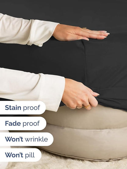 Extra Deep Cal King Fitted Sheet - Hotel Luxury Single Fitted Sheet Only - Easily Fits 18 inch to 24 inch Mattress - Ultra Soft, Wrinkle & Fade Free w/Extra Deep Pockets - Breathable & Comfy - Black