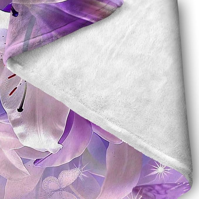 Purple Butterfly Flower Throw Blanekts Butterfly Blankets Soft Lightweight Cozy for Bed Couch Sofa Birthday Gifts Women Gifts for Her Anniversary Valentines Mothers Day Flower Gifts 70"x80"