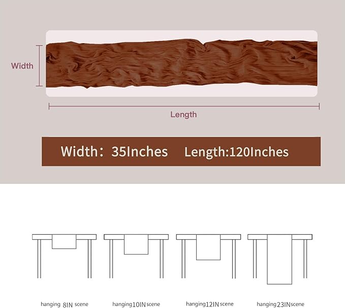 BALCONY & FALCON Terracotta Cheesecloth Table Runner 10FT 120 Inch Rustic & Boho Farmhouse Gauze Cheese Cloth Runners for Wedding Fall Thanksgiving Christmas Party Baby Shower Birthday Decor
