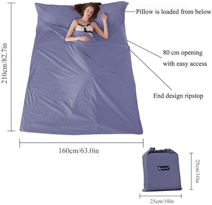 Sleeping Bag Liner Travel Sheets for Hotel Camping Sheets Travel Bed Sheets for Hotel Lightweight Single &Double Compact Sleeping Bag Sack Breathable Travel Sleeping Bag for Hotels Adult Compact Sacks