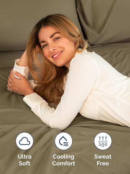 Extra Deep Pocket Twin XL Sheets - 3 Piece Breathable & Cooling Bed Sheets - Hotel Luxury Bed Sheet Set - Soft, Wrinkle Free & Comfy - Easily Fits Extra Deep Mattresses - Deep Pocket Khaki Sheets Set