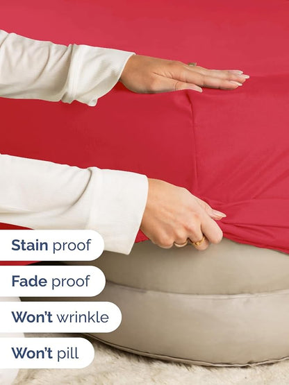 Extra Deep Queen Fitted Sheet - Hotel Luxury Single Fitted Sheet Only - Easily Fits 18 inch to 24 inch Mattress - Ultra Soft, Wrinkle Free w/Extra Deep Pockets - Easy-Care, Breathable & Comfy - Red