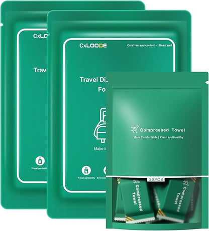2 Pack Disposable Sheet for Travel With 20 PCS Face Towels, Bed Sheet With Compressed Towel for Hotel, Cruise, Trip, SPA, Camping
