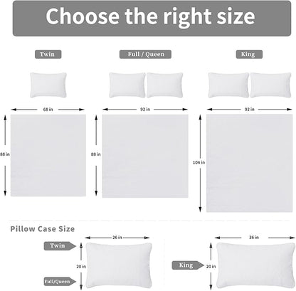 Easy-Going Twin Size Reversible Quilt Set with 1 Quilt and 1 Pillow Sham, Soft Bed Quilt Cover, Water Resistant Lightweight Microfiber Bedspread, Stain Resistant, Damask-White/White
