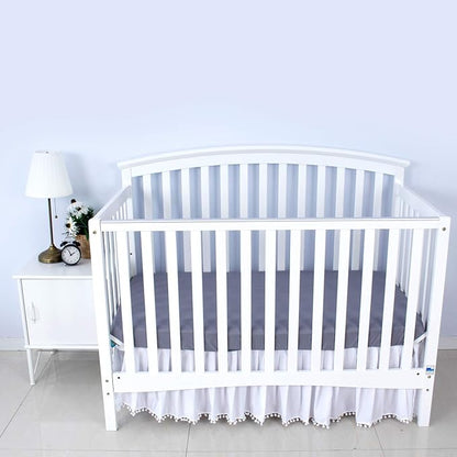 2 Pack Fitted Crib Sheets & 2 Pack Waterproof Crib Mattress Protectors, Baby Bedding Set Grey and White, Ultra Soft Breathable Sheets, Quiet Mattress Pad Covers, Fits 52" x 28"