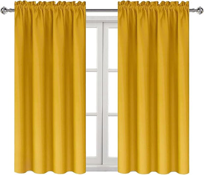 DWCN Yellow Room Darkening Blackout Curtains - Thermal Insulated Privacy Energy Saving Window Curtain Drapes 42 x 54 inch Length, Set of 2 Bedroom Living Room Curtains