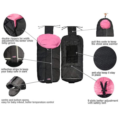 Waterproof Anti-freeze Winter Universal Stroller Footmuff,Ultra Soft Width Adjustable Designed for Toddler Groth Stroller Bunting Bag with Christmas DIY Play Sticker,6-36M