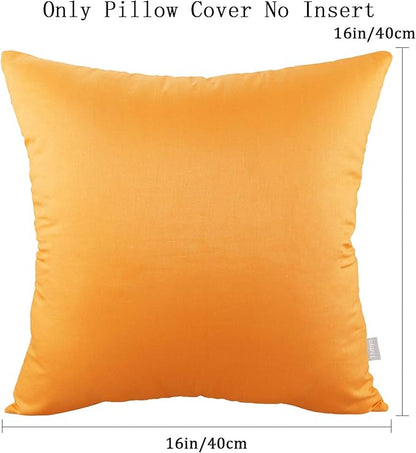 4-Pack 100% Cotton Comfortable Solid Decorative Throw Pillow Case Square Cushion Cover Pillowcase Sublimation Blank Pillow Cover Halloween DIY Fall Throw Pillowcase(16x16inch/40x40cm,Pumpkin Orange)