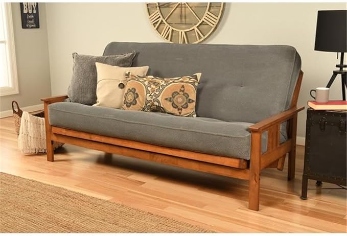 BOWERY HILL Full Fabric Futon in Marmont Thunder Blue-Frame Not Included