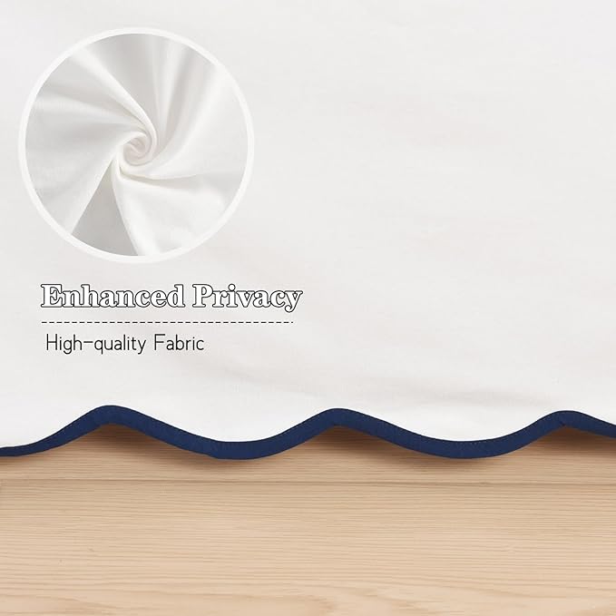HIG Off-White Chic Twin XL Bed Skirt - Easy Fit Scallop Edge Pleated Bedskirts, 14 Inch Drop Anti-Slip Dust Ruffle, Thick Fabric for Enhanced Privacy, Pre-Washed for Long-Lasting Use(N60022)