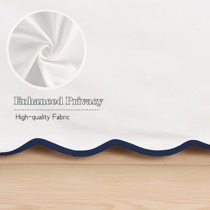 HIG Off-White Chic Twin XL Bed Skirt - Easy Fit Scallop Edge Pleated Bedskirts, 14 Inch Drop Anti-Slip Dust Ruffle, Thick Fabric for Enhanced Privacy, Pre-Washed for Long-Lasting Use(N60022)