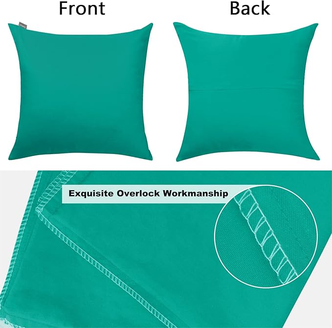 4-Pack 100% Cotton Comfortable Solid Decorative Throw Pillow Case,Thmyo Square Cushion Cover Pillowcase Sublimation Blank Pillow Covers DIY Throw Pillowcase for Sofa(16x16 inch/ 40x40cm,Lake Blue)