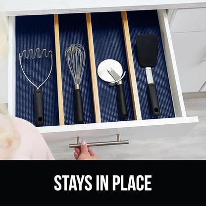 GORILLA GRIP powerGRIP Drawer Shelf and Cabinet Liner, Thick Strong Hold, Non-Adhesive Liners Protect Kitchen Cabinets and Cupboard, Bathroom Drawers, Easy Install, Breathable Mat, 17.5" x30', Navy