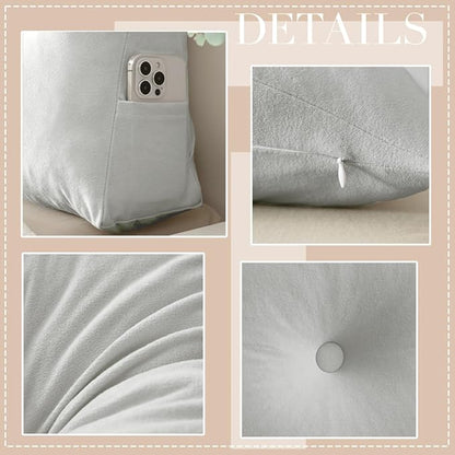 Dorm Headboard Pillows Twin XL Wedge Headboard Pillow Long Backrest Positioning Support for Daybed Reading Backrest Pillow with Side Pockets College Dorm Headboard