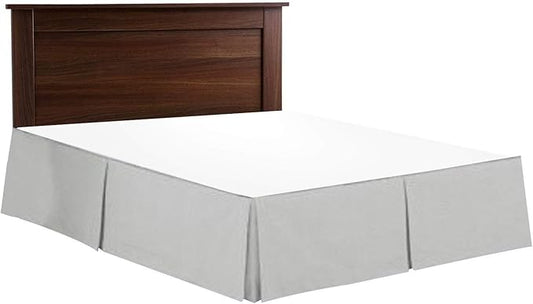 Bed Skirt - 100% Cotton 800 Thread Count Box Pleated Bed Skirt - Luxury Pleated Dust Ruffle, Hotel Quality Modern Bed Skirt, Easy Fit with 12 Inch Tailored Drop, Full, Light Grey