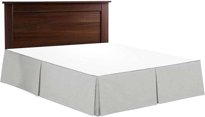 Bed Skirt - 100% Cotton 800 Thread Count Box Pleated Bed Skirt - Luxury Pleated Dust Ruffle, Hotel Quality Modern Bed Skirt, Easy Fit with 12 Inch Tailored Drop, Twin, Light Grey