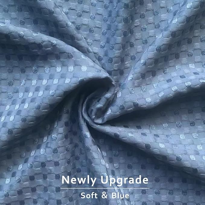 MIYE Pleated Waffle Weave Bed Skirt, Tailored Dust Ruffle 12 Inch Drop Easy Fit, Machine Washable (Blue,Cal King - 12" Drop)
