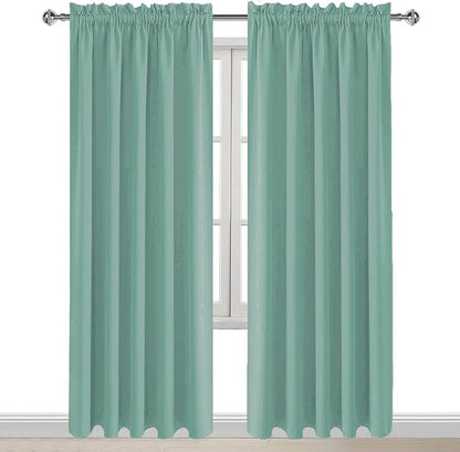 DWCN Blackout Curtains for Living Room Thermal Insulated, Energy Saving & Noise Reducing Bedroom Curtains, Sage Green, W 60x L 84 Inch, Set of 2 Rod Pocket Curtain Panels