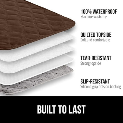 GORILLA GRIP Waterproof Bed Cover for Dogs, 102x82, Gripped Slip Resistant Backing, Leak Proof Washable Dog Blanket Covers Sofa, Couch, Sectional, Crate, Car, RV Seats, Pet Puppy Essentials, Brown