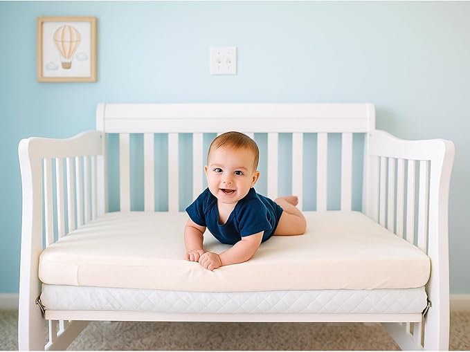 Organic Cotton Crib Mattress Protector (Water-Resistant) - Breathable Fitted Liner Pad, GOTS-Certified, Hypoallergenic, Made in USA - Cradle 36"x18" - Pack of 1