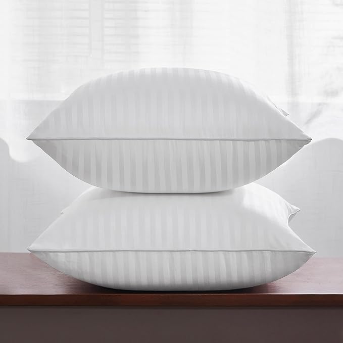 Oubonun 22 x 22 Throw Pillow Inserts, Firm and Fluffy Decorative Square Pillows for Couch Bed Sofa with Soft Cotton Cover White Cushion with Down Alternative Pack of 2