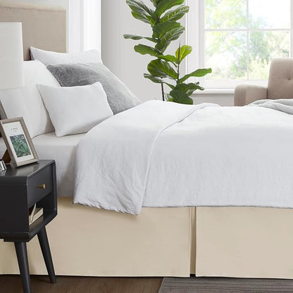 Nestl Cream Bed Skirt Cal King Size - Cal King Bed Skirt 14 Inch Drop - Brushed Microfiber Bed Skirts - Hotel Quality Pleated Bed Skirt - Shrinkage & Fade Resistant