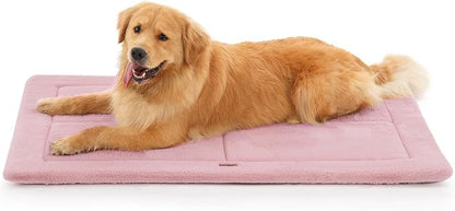 Made4Pets Dog Crate Pad Bed for Large Dogs, Washable & Reversible, Anti-Slip Kennel Mat for Cozy Sleeping, Soft Fluffy Dog Bed for Indoor & Outdoor Use, 44"x32", Pink