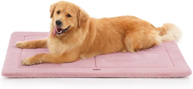 Made4Pets Dog Crate Pad Bed for Large Dogs, Washable & Reversible, Anti-Slip Kennel Mat for Cozy Sleeping, Soft Fluffy Dog Bed for Indoor & Outdoor Use, 41"x29", Pink