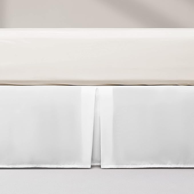 SONIVE Twin Bed Skirt,15" Drop Pleated Dust Ruffle,Classic Tailored Easy Fit Brushed Microfiber Skirts Hotel Quality Shrinkage & Fade Resistant White