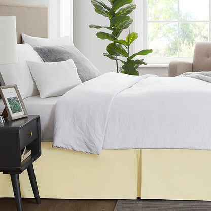 Nestl Vanilla Yellow Bed Skirt Cal King Size - Cal King Bed Skirt 14 Inch Drop - Brushed Microfiber Bed Skirts - Hotel Quality Pleated Bed Skirt - Shrinkage & Fade Resistant