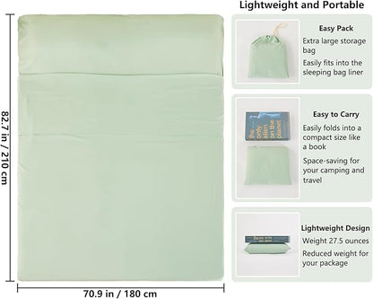 Sleeping Bag Liner Camping Adult Sleep Sack Lightweight Travel Sheet for Hotel Bed Compact Ultralight Essential Cleaning Supplies Kit Travel Bedding Set for Backpacking