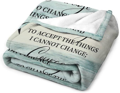 Serenity Prayer Blanket Christian Gifts for Women & Men Religious Throw Blanket Christian Blanket Bible Verse Blanket for Kids Adults Soft Warm Cozy Fleece Blanket for Couch Sofa Bed 50"x60"