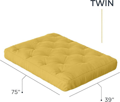 Royal Sleep Products by The Futon Factory 6 inch Foam Futon Mattress - Solid Mustard Cover - Twin Size - CertiPUR Certified Foams - Made in USA - Replacement Mattress - (Frame not Included)