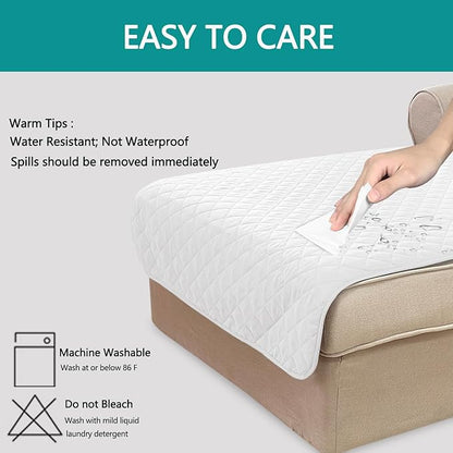 U-NICE HOME Sectional Couch Cover for Dogs Chaise Lounge Reversible Sofa Cover Furniture Protector Cover for Pets with Elastic Adjustable Strap (Chaise Lounge, White/White)