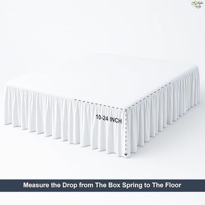 Cottington Lane Ruffled Bed Skirt King Size with Split Corner, Brushed Microfiber Hotel Quality White Dust Ruffle, 15 Inch Drop Gathered Bedskirt, Soft and Stylish, Shrinkage and Fade Resistant
