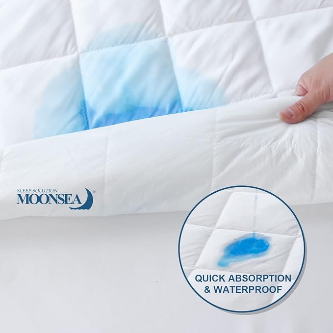 Waterproof Sofa Bed Mattress Protector Pad, Absorbent Full Sleeper Sofa Mattress Topper Cover Quilted, Fitted Mattress Protector, 54" x72", White